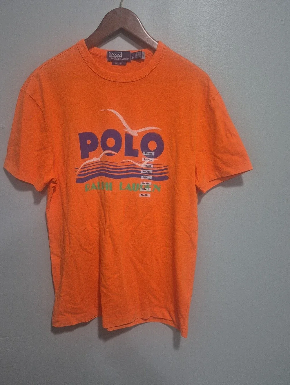Polo by Ralph Lauren Graphic T-Shirt Men's Small Orange Classic Fit
